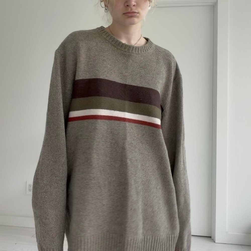 90s stripe green sweater - Picture 2 of 7